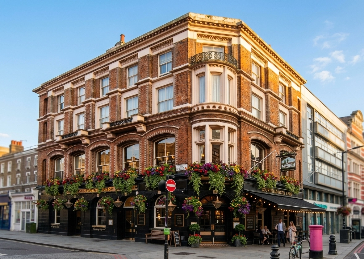 Westbury Hotel exterior on Collingham Place, Kensington